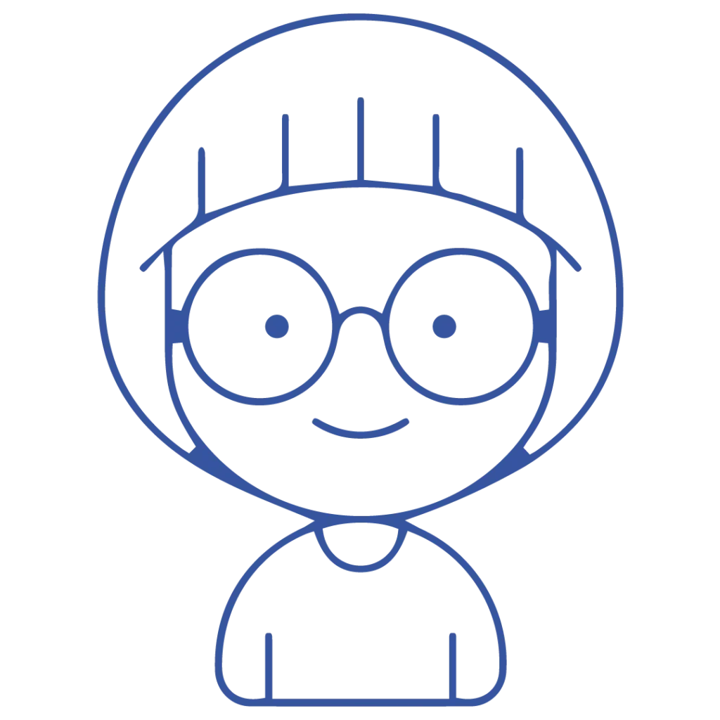 Icoon van een kind met een bril, dat een kinderbril vertegenwoordigt.